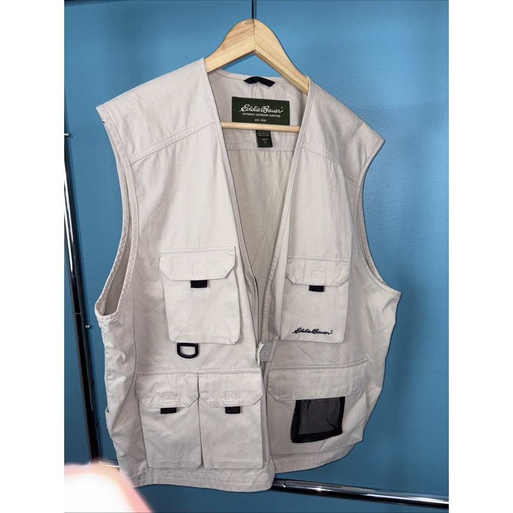 Fishing/photography Vest-Eddie Bauer-Mens XL-Tan-Multi Pockets-pre-owned